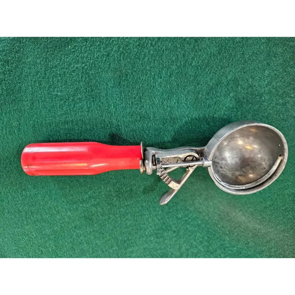 Progressive Ice Cream Scoop Red Handle Mechanical Vintage